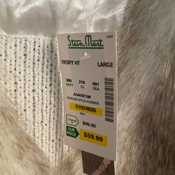 Laseine •  Large • White • Fur Trim • Jacket • New W/Tags - Picture 8 of 15
